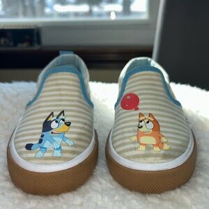 Bluey Cartoon Character Kids Slip on Sneakers - Blue and Tan